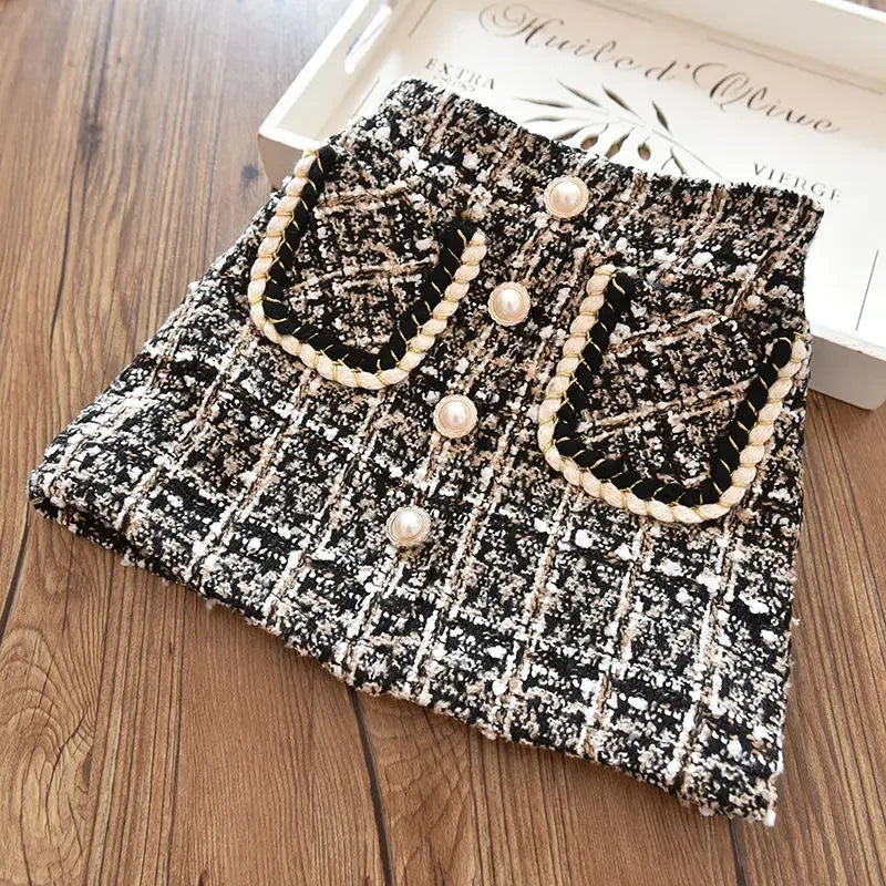 חצאית צמר משובצת אלגנטית- שירי